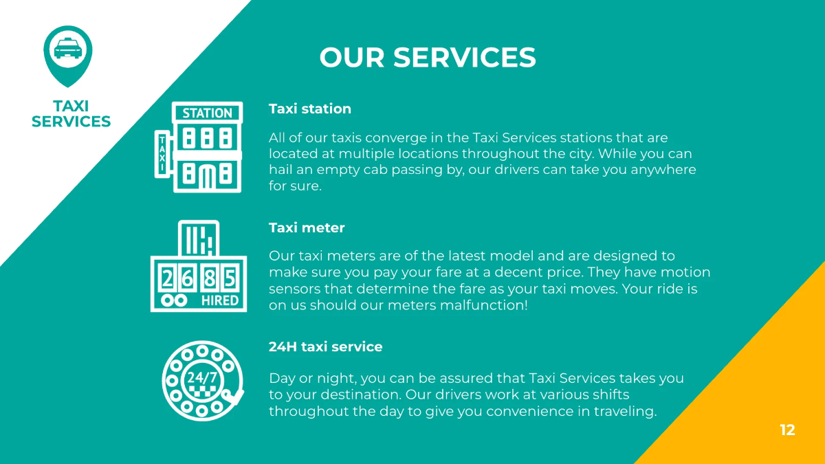 Free Taxi Services Presentation Template to Edit Online