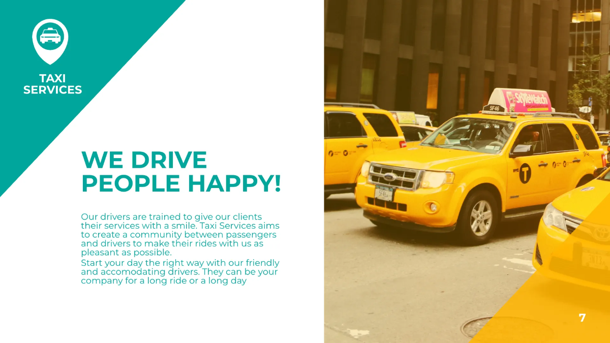 Free Taxi Services Presentation Template to Edit Online