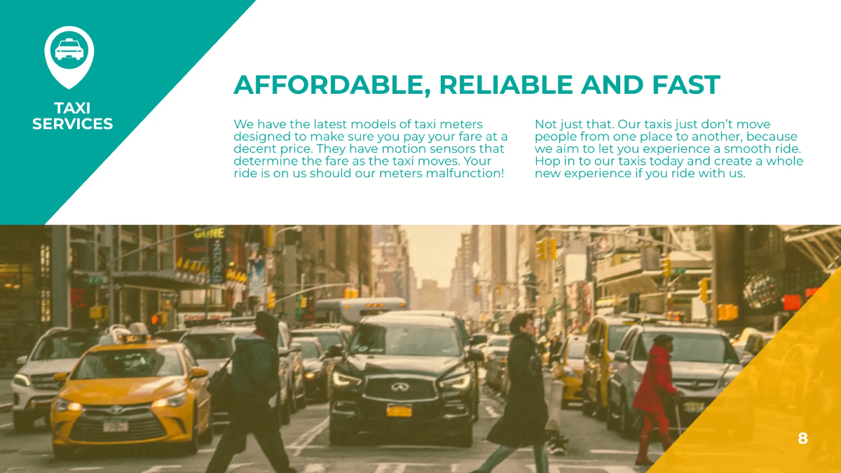 Free Taxi Services Presentation Template to Edit Online