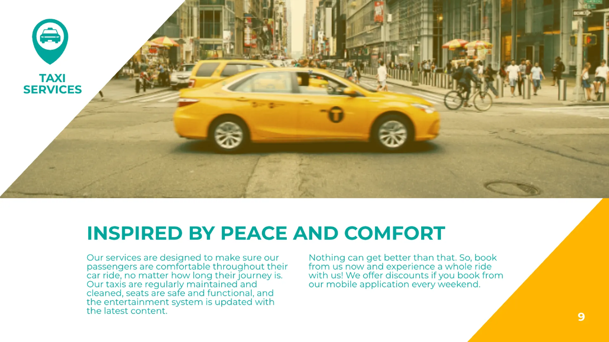 Free Taxi Services Presentation Template to Edit Online