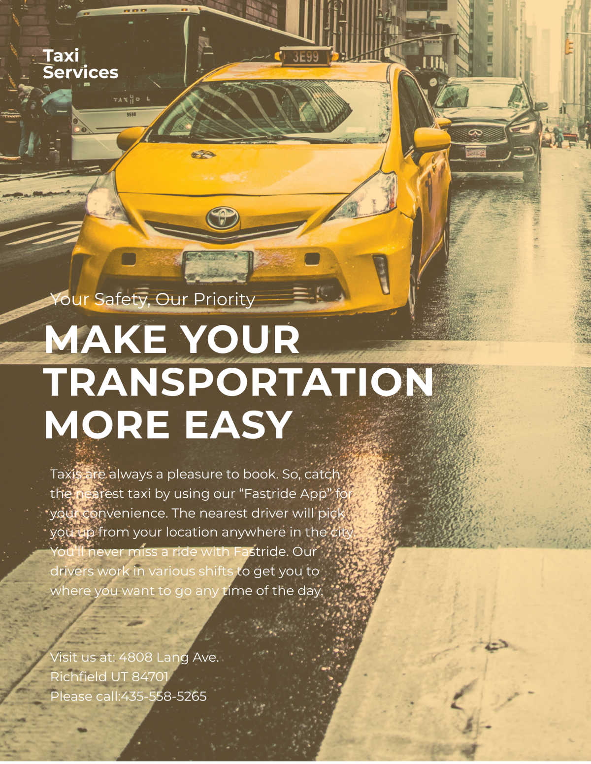 Taxi Services Pamphlet Template