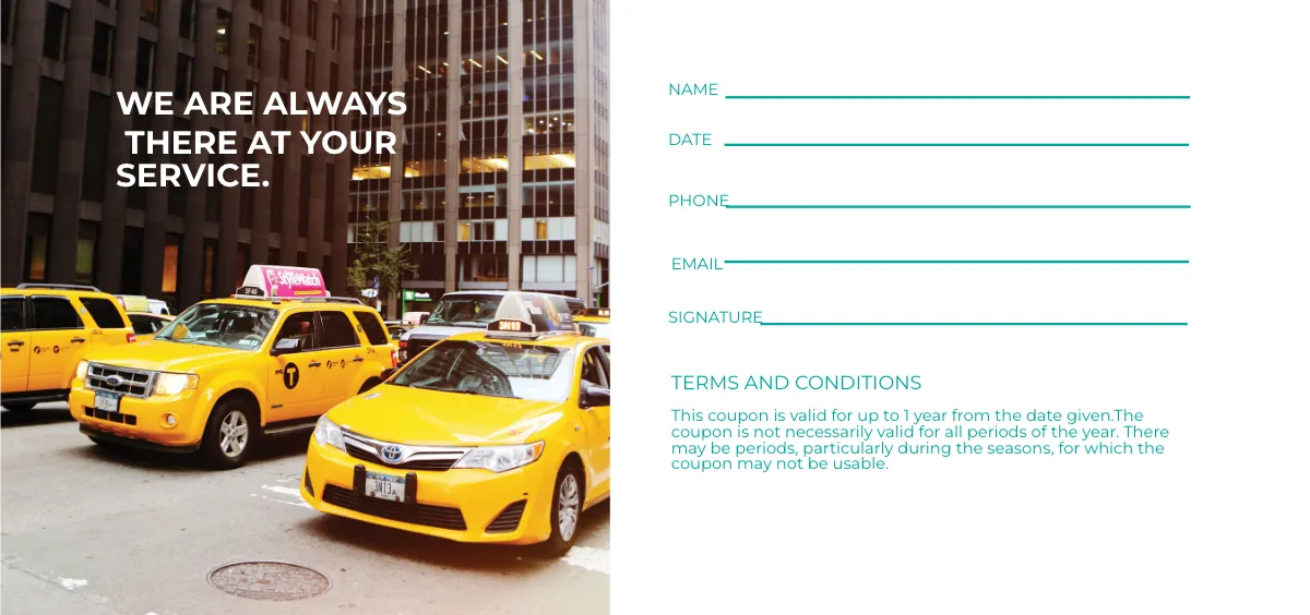 Free Taxi Services Voucher Template to Edit Online