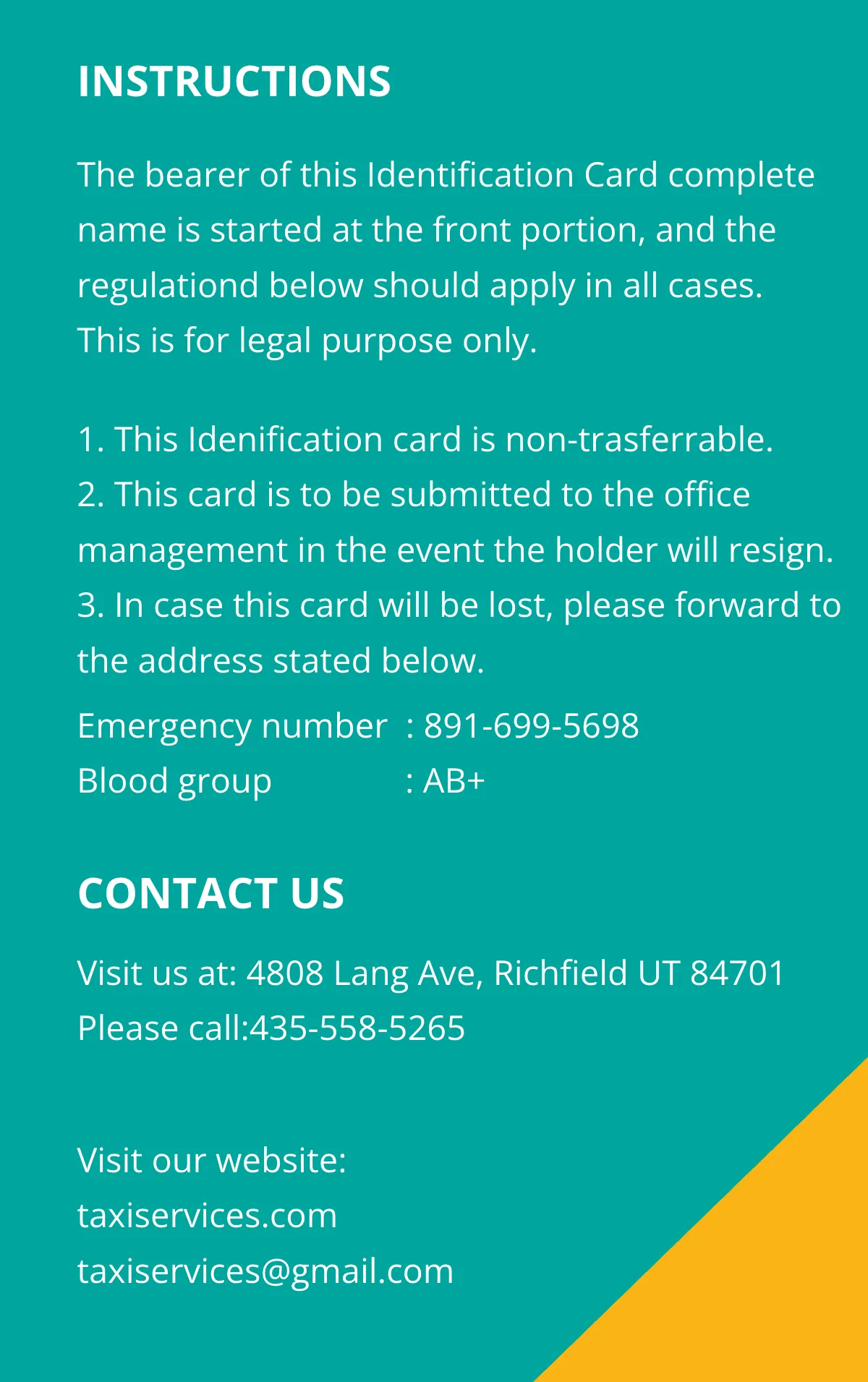 Free Taxi Services ID Card Template to Edit Online