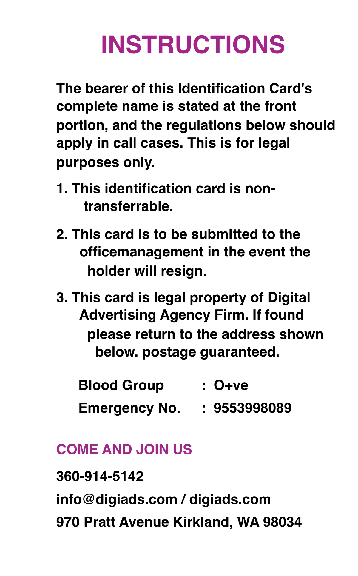 Free Digital Advertising Agency ID Card Template to Edit Online