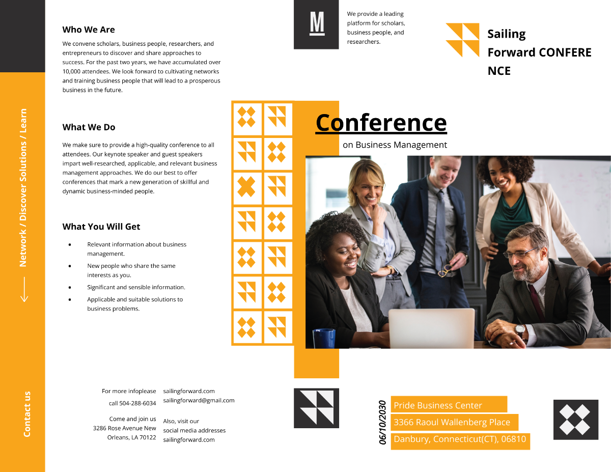 Sample Conference Bi-Fold Brochure Template - Edit Online & Download