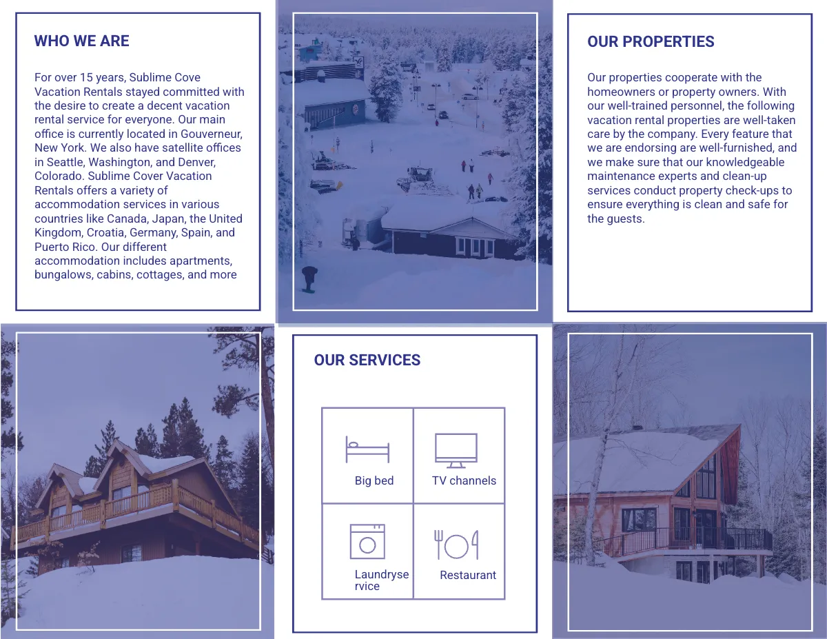Free Modern Vacation Rental Tri-fold Brochure Template to Edit Online
