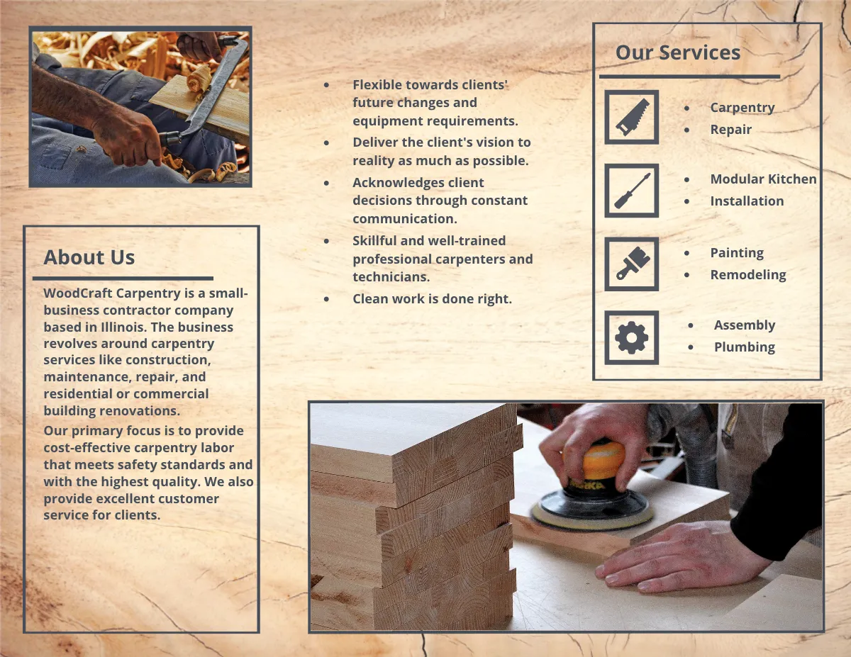 Free Carpenter Tri-Fold Brochure Template to Edit Online