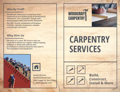 Free Carpenter Bi-Fold Brochure Template to Edit Online