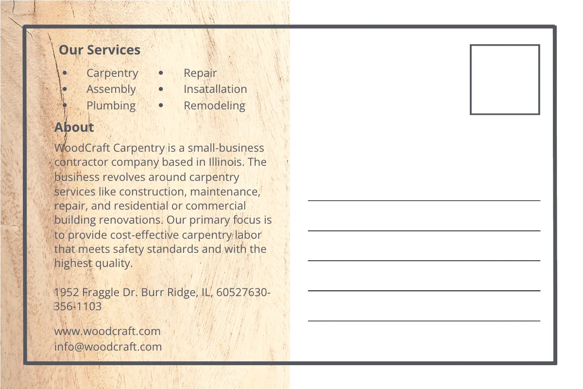Free Carpenter Postcard Template to Edit Online