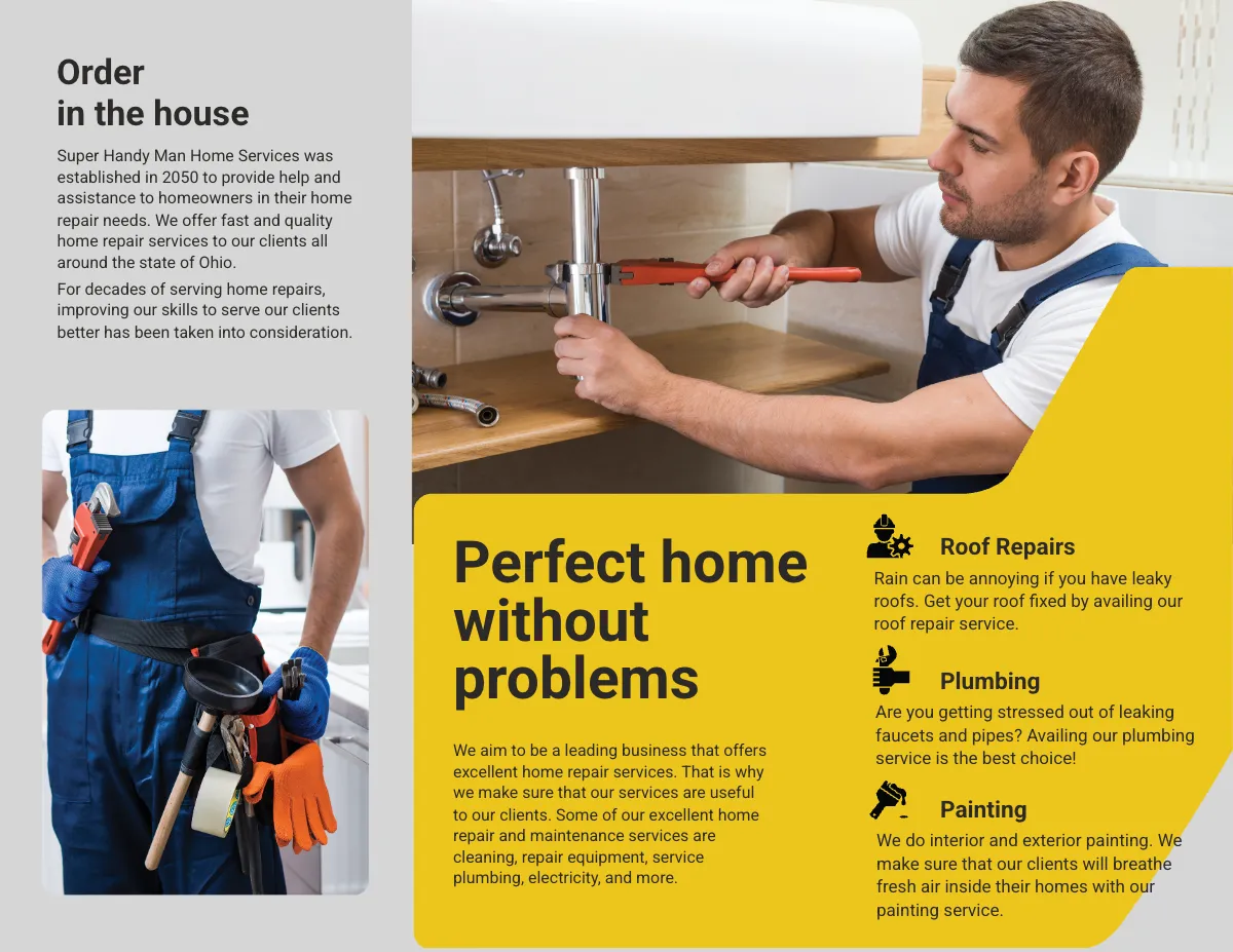 Free Handyman Tri-Fold Brochure Template to Edit Online