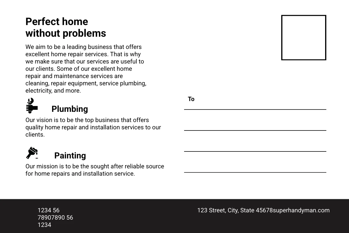 Free Handyman Postcard Template to Edit Online