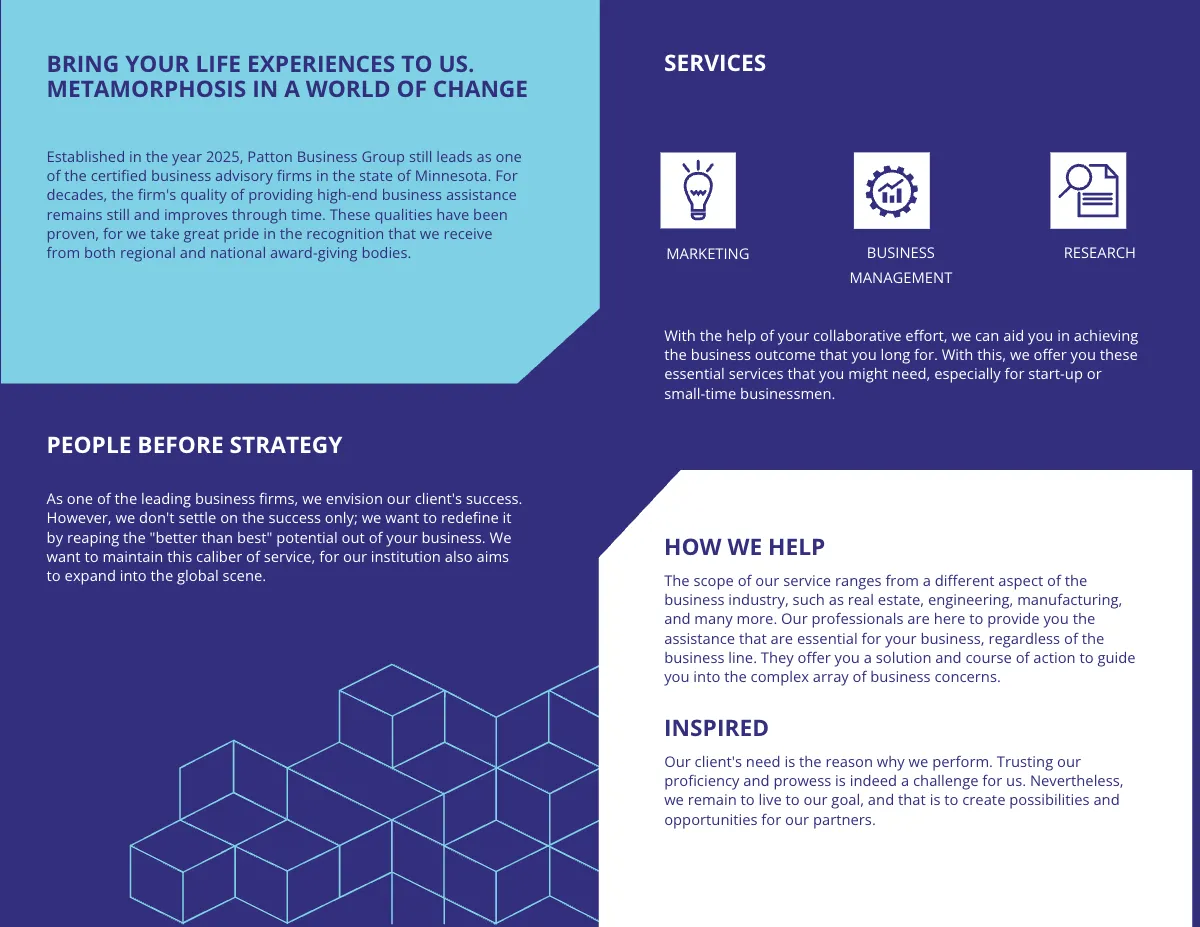 Free Business Advisor Bi-Fold Brochure Template to Edit Online