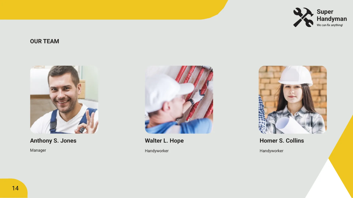 Free Handyman Presentation Template to Edit Online