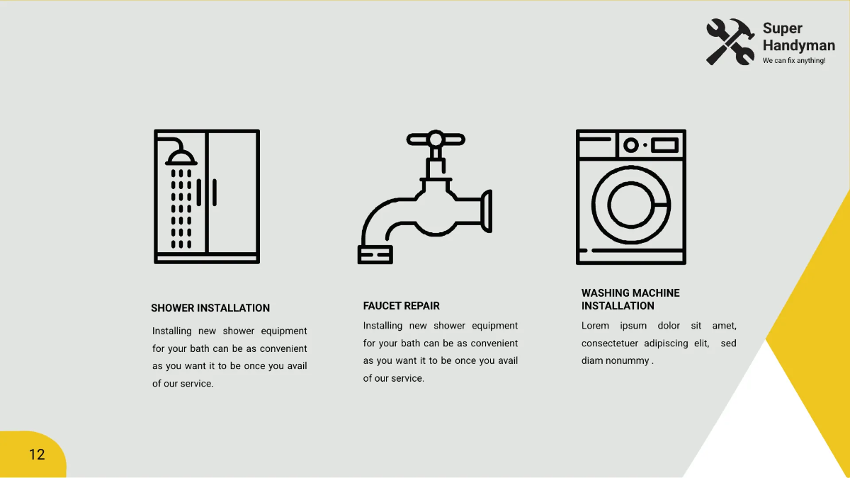 Free Handyman Presentation Template to Edit Online