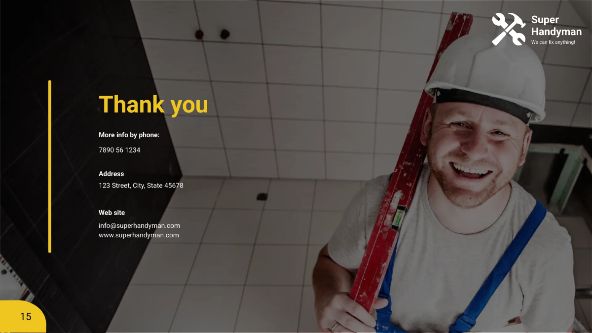 Free Handyman Presentation Template to Edit Online