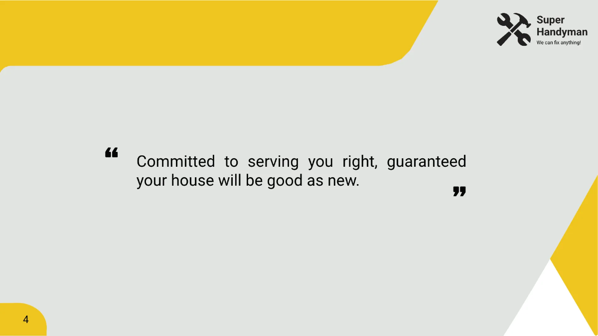 Free Handyman Presentation Template to Edit Online