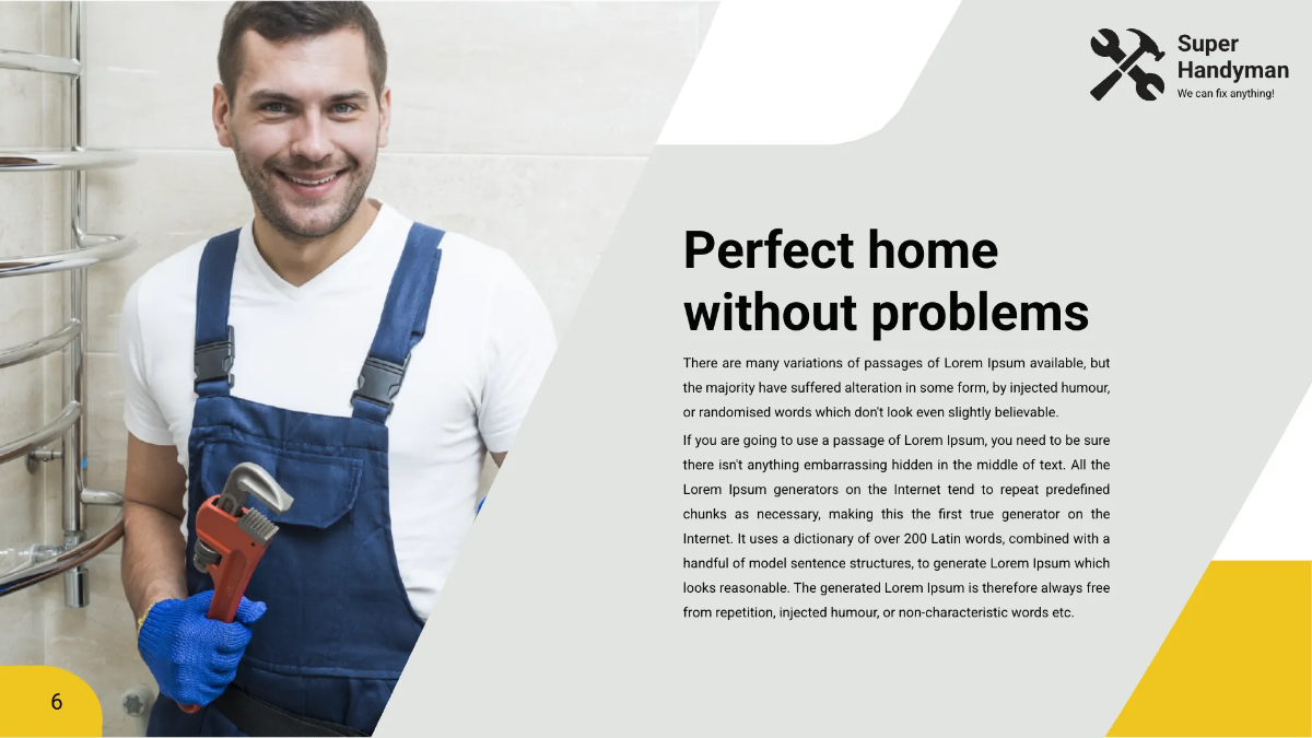Free Handyman Presentation Template to Edit Online
