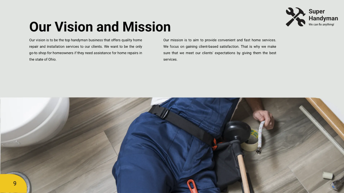 Free Handyman Presentation Template to Edit Online
