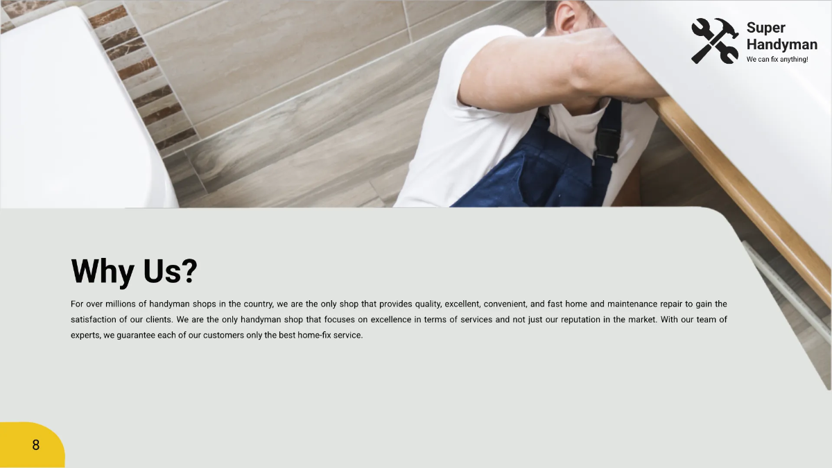Free Handyman Presentation Template to Edit Online