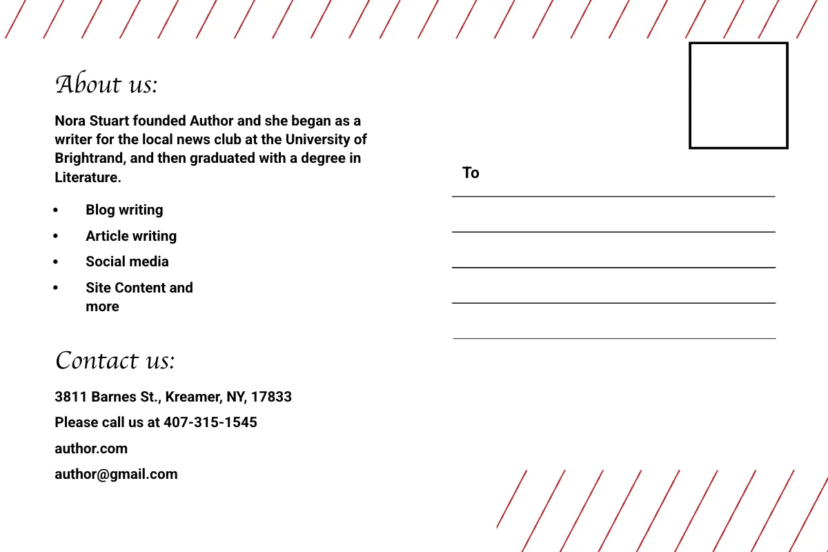Free Author Postcard Template to Edit Online