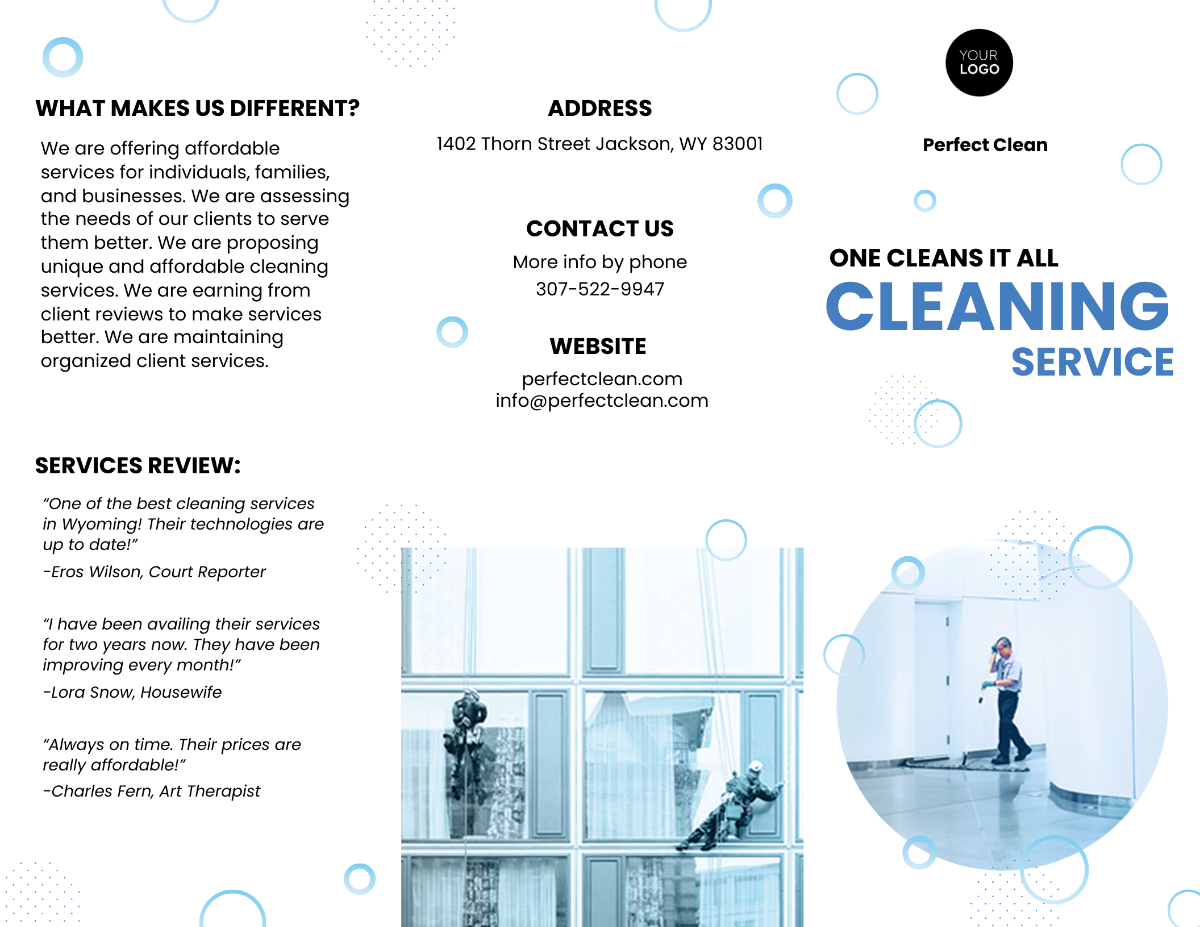 Cleaning Services Tri-Fold Brochure Template - Edit Online & Download