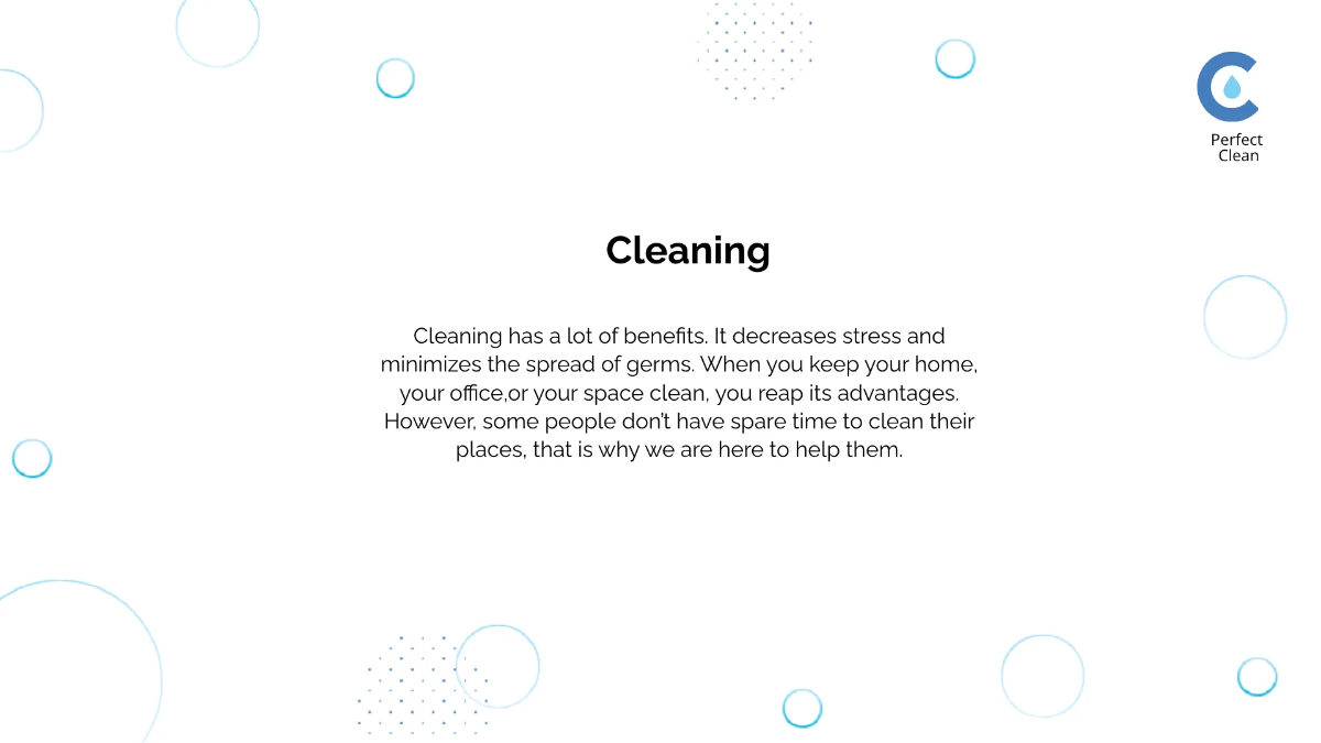 Free Cleaning Services Presentation Template to Edit Online