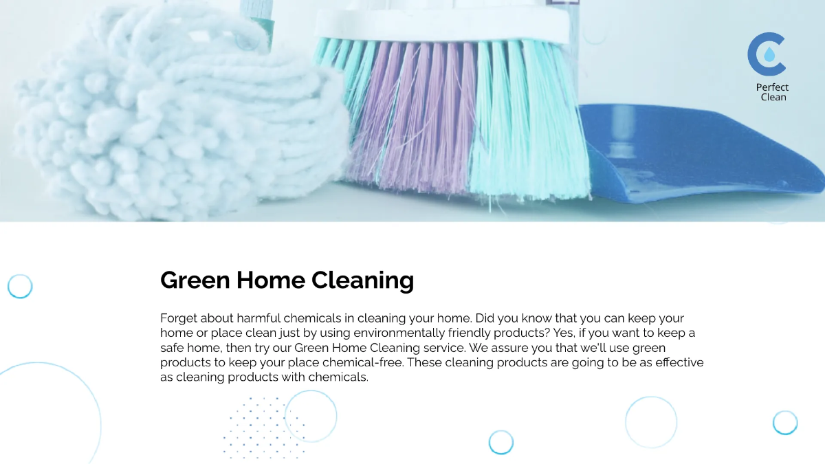 Free Cleaning Services Presentation Template to Edit Online