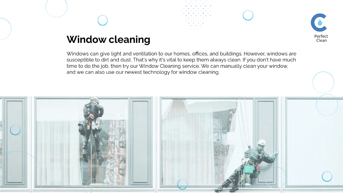 Free Cleaning Services Presentation Template to Edit Online