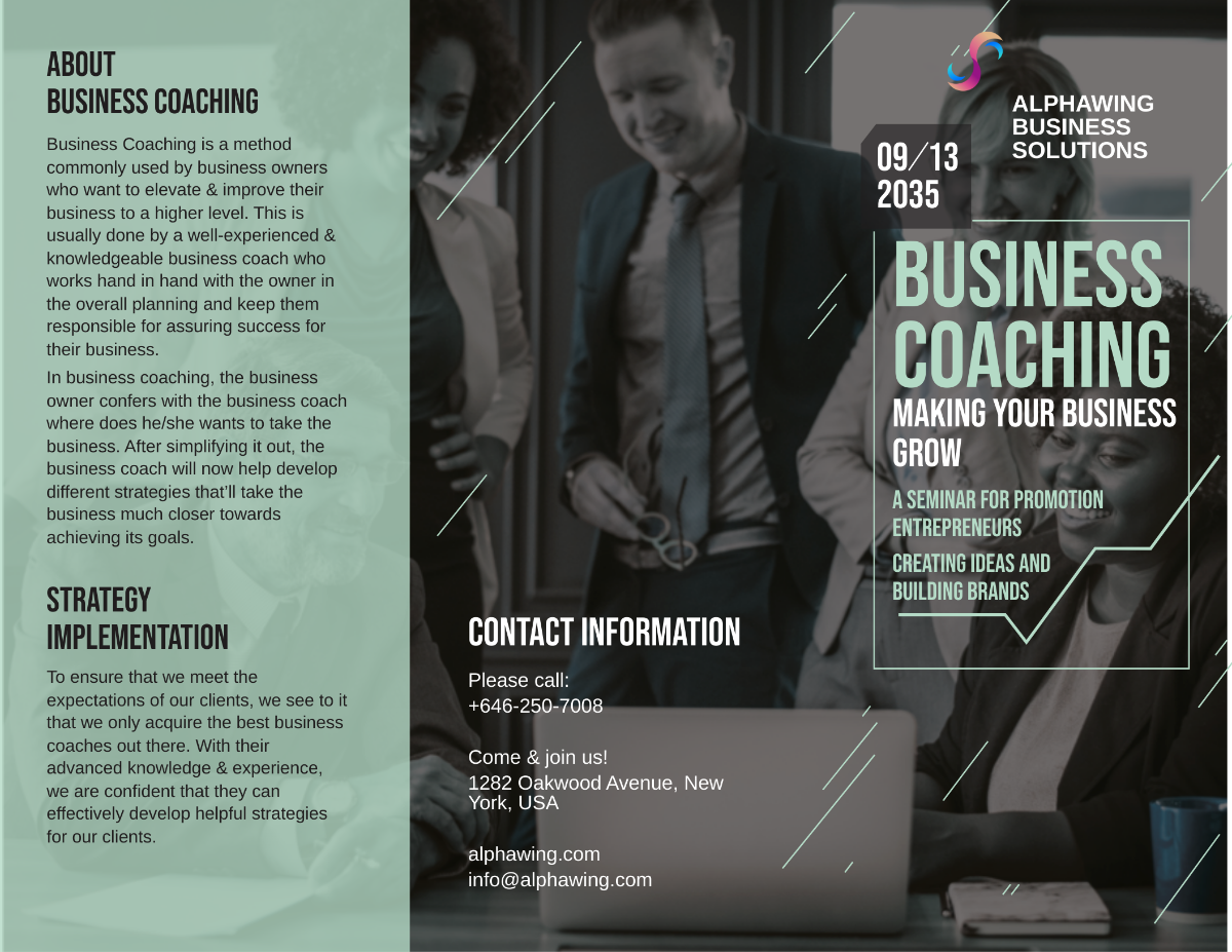 Business Coach Tri-Fold Brochure Template - Edit Online & Download