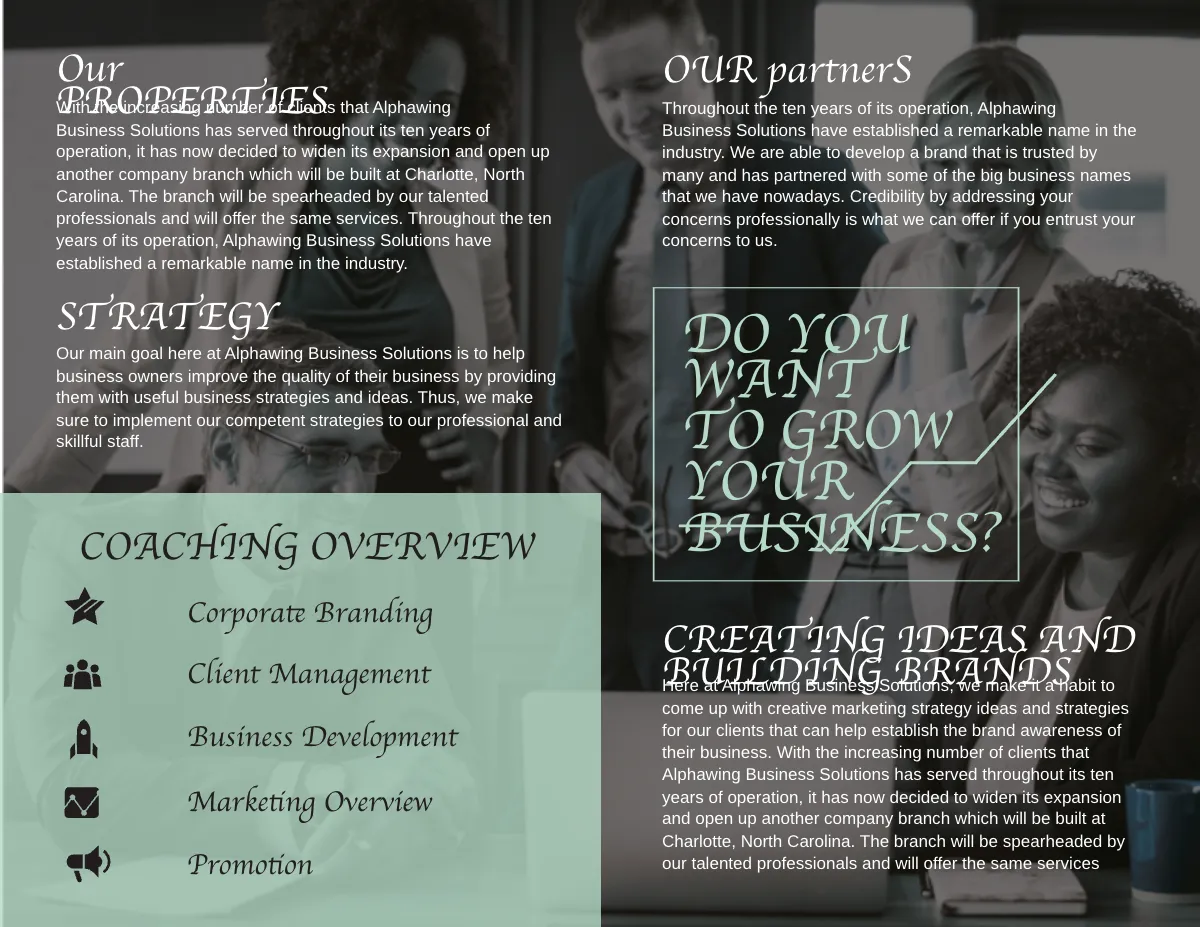 Free Business Coach Bi-Fold Brochure Template to Edit Online