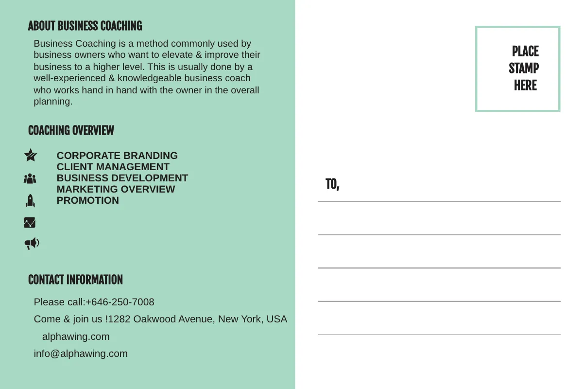 Free Business Coach Postcard Template to Edit Online