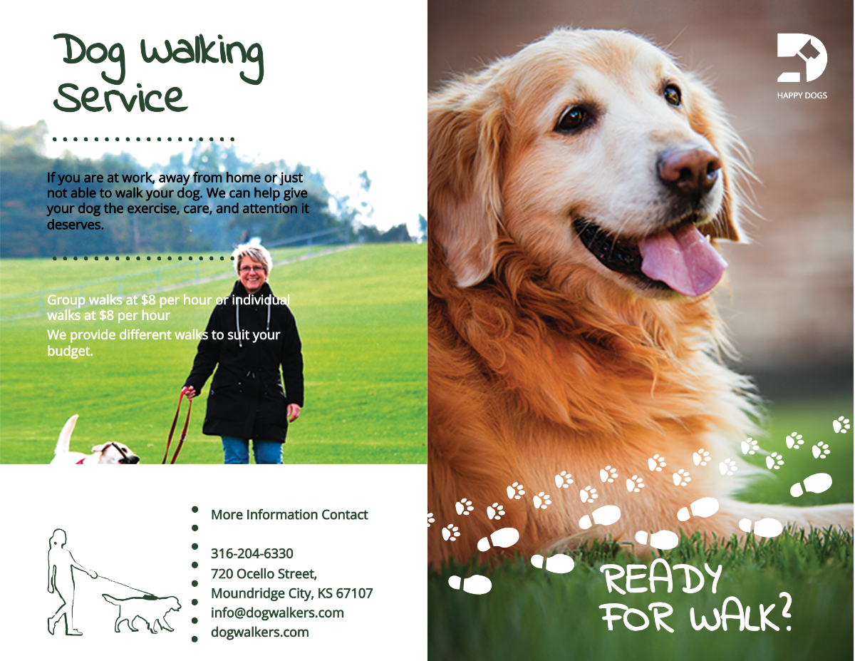 Dog Walker Bi-Fold Brochure Template