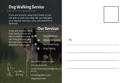 Free Dog Walker Postcard Template to Edit Online