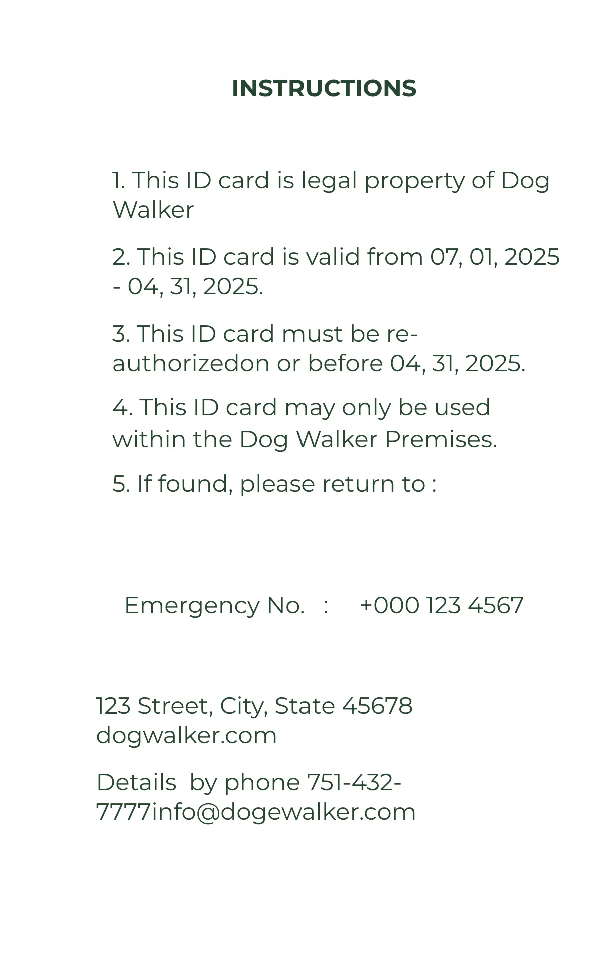 Free Dog Walker ID Card Template to Edit Online