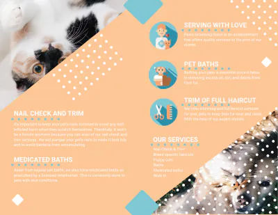 Free Pet Grooming Bi-Fold Brochure Template to Edit Online