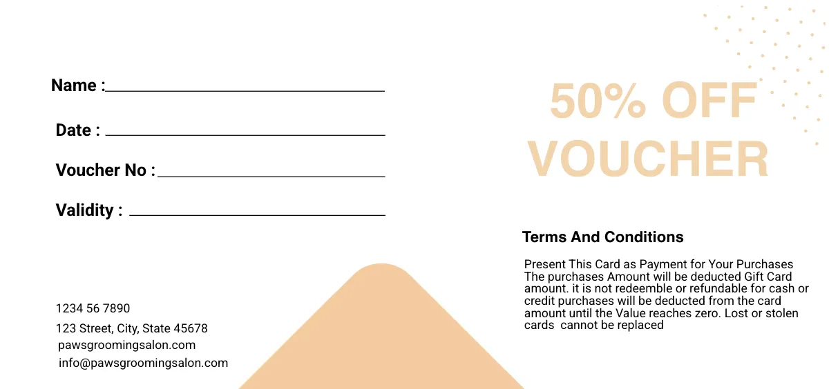 Free Pet Grooming Voucher Template to Edit Online