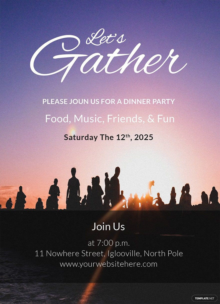 Let's Gather Invitation Template in Word, Illustrator, PSD, Apple Pages, Publisher