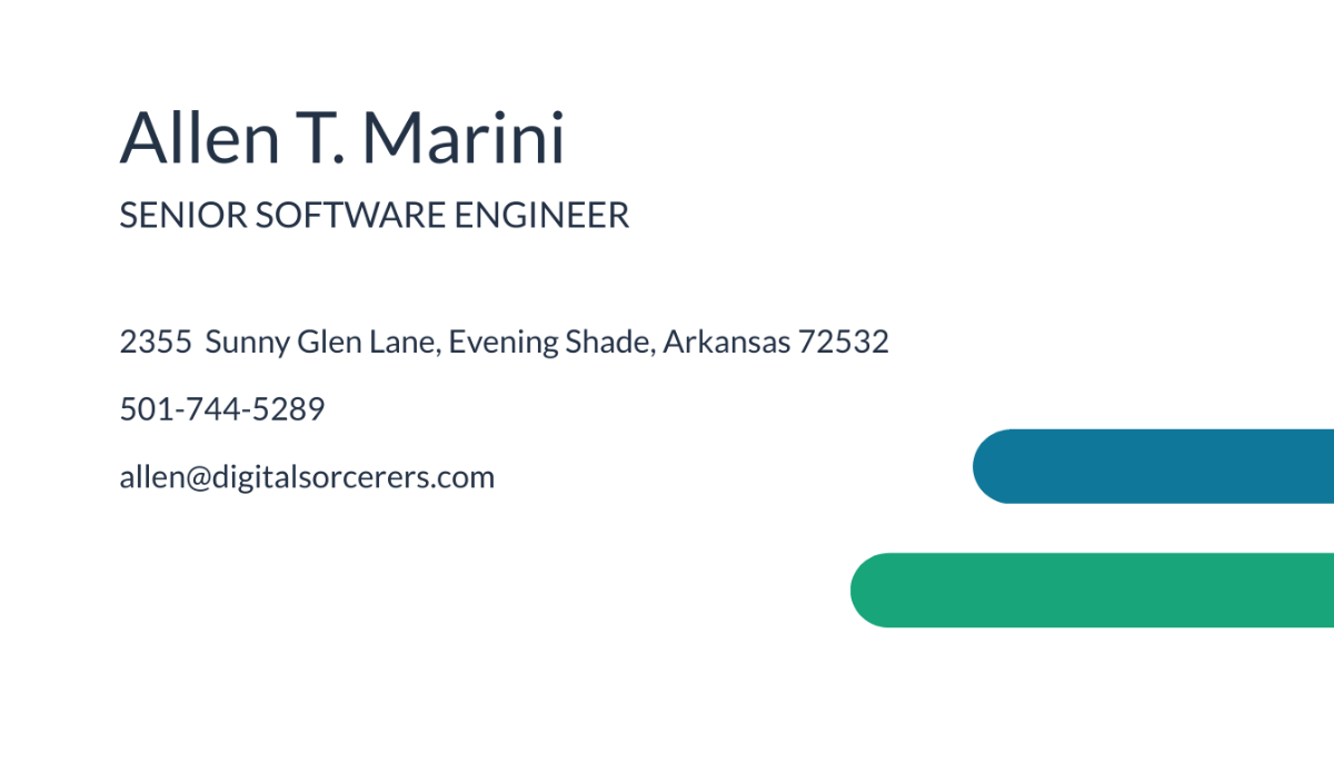 Software Company Engineer Business Card Template