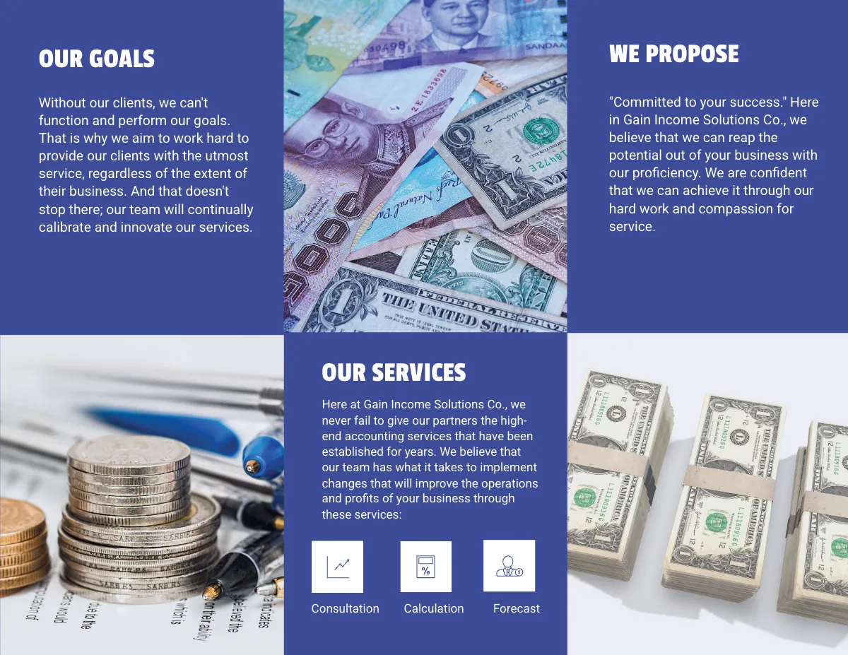 Free Accountancy Firm Tri-Fold Brochure Template to Edit Online