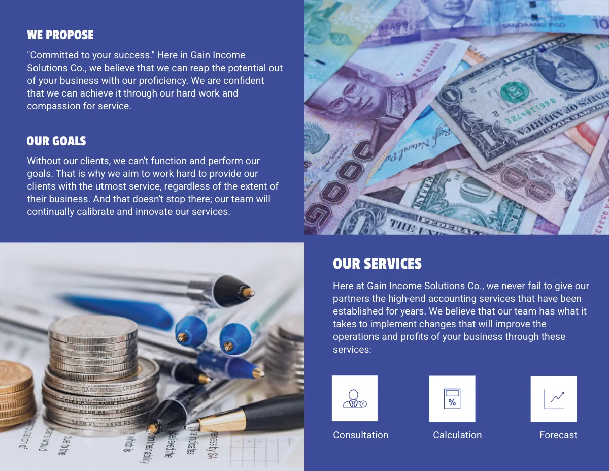 Free Accountancy Firm Bi-Fold Brochure Template to Edit Online