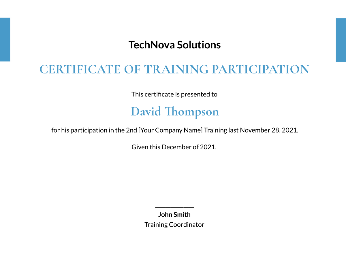 IT Training Certificate