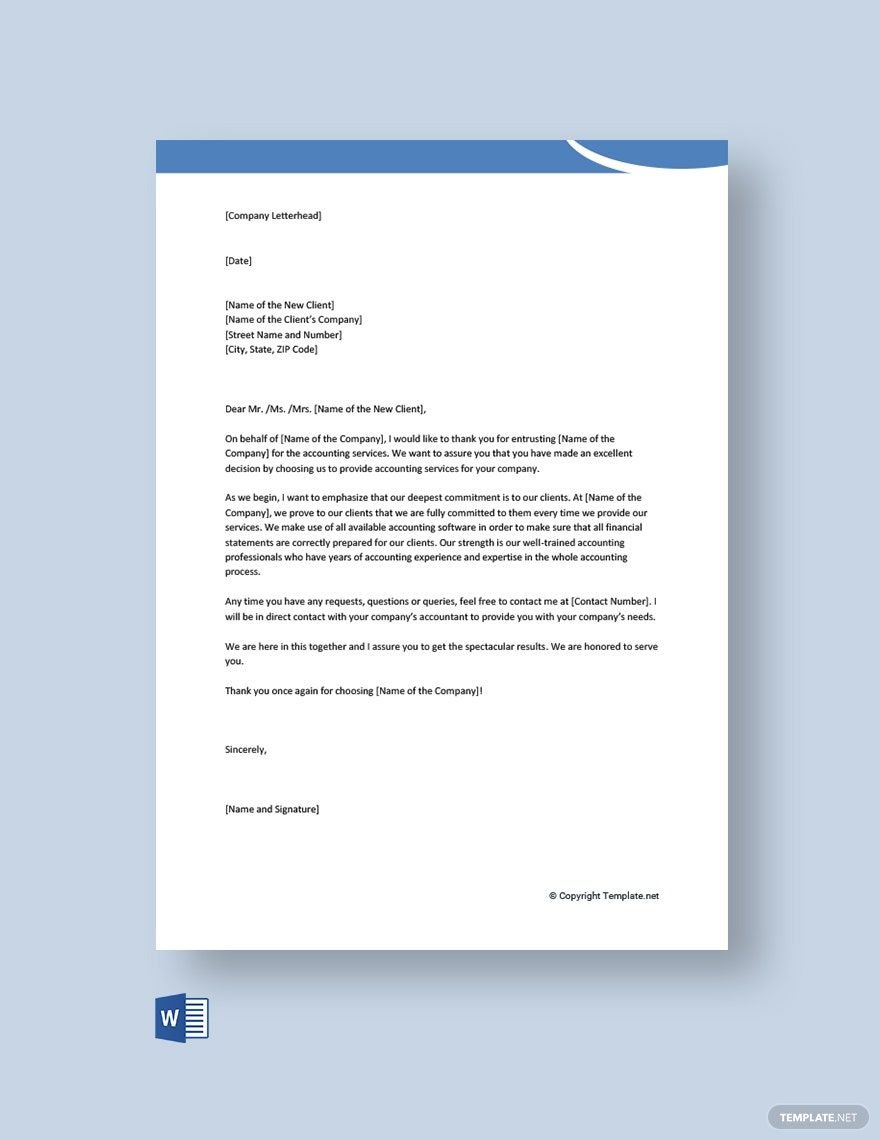New Client Welcome Letter Template