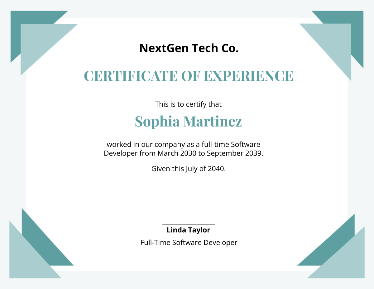 IT Experience Certificate