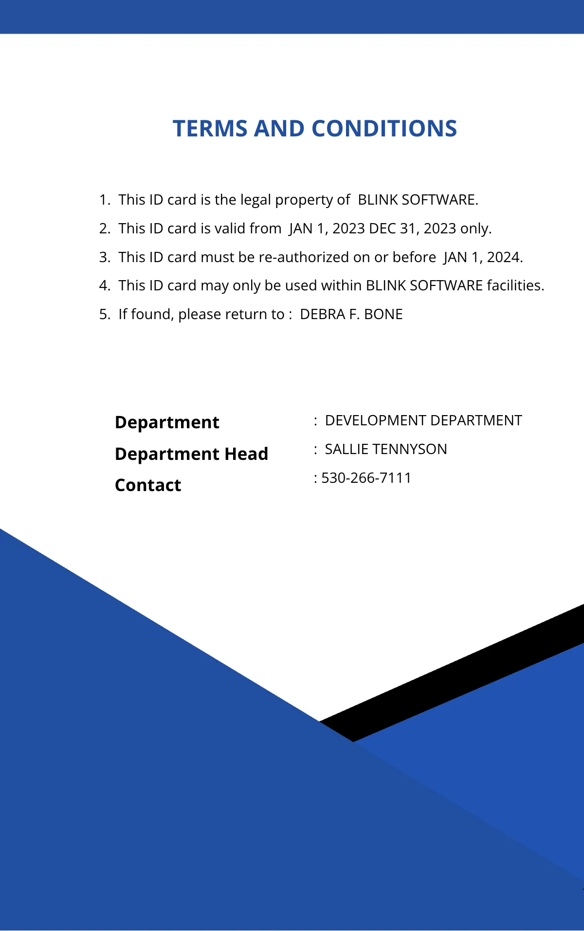 Free Sample Software Company ID Card Template to Edit Online