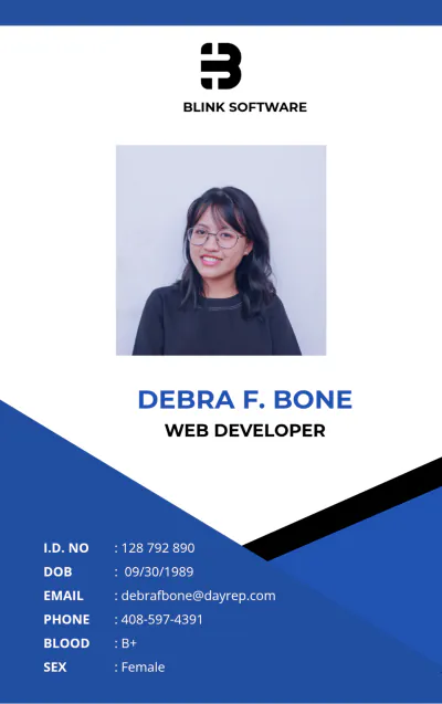 Free Sample Software Company ID Card Template to Edit Online