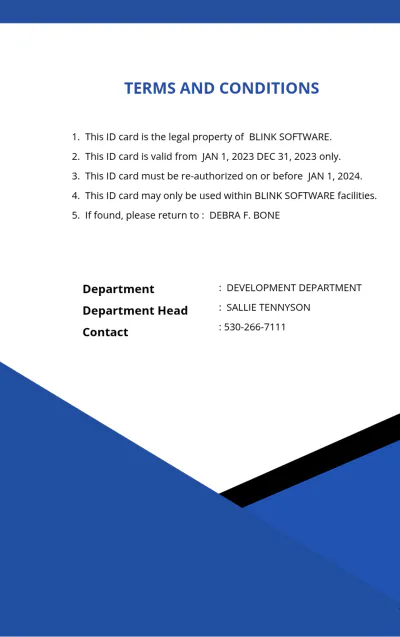 Free Sample Software Company ID Card Template to Edit Online