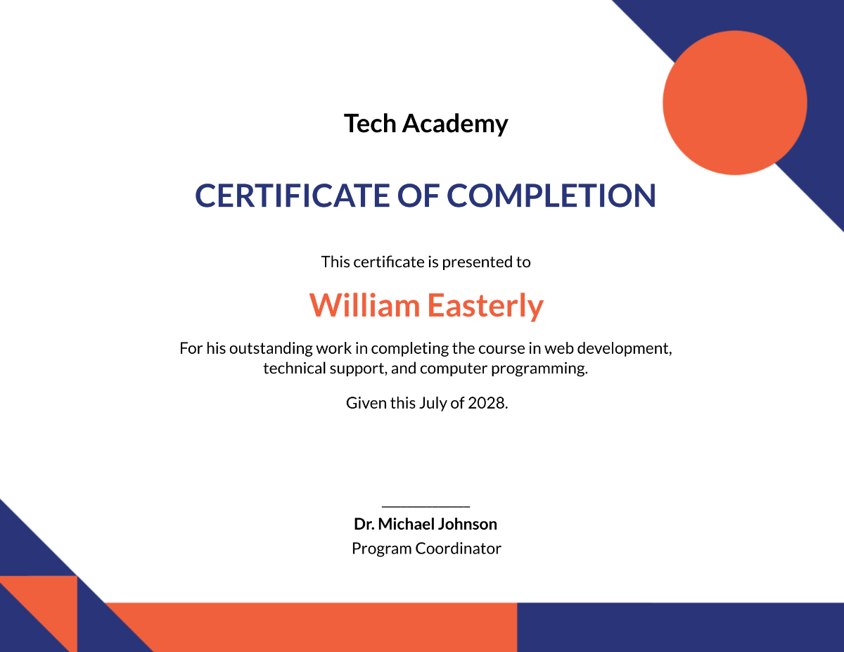 IT Completion Certificate