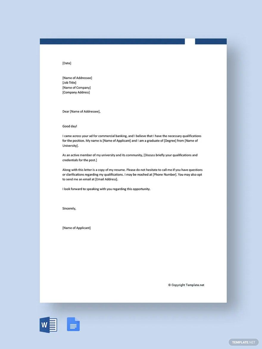 Commercial Banking Cover Letter Template