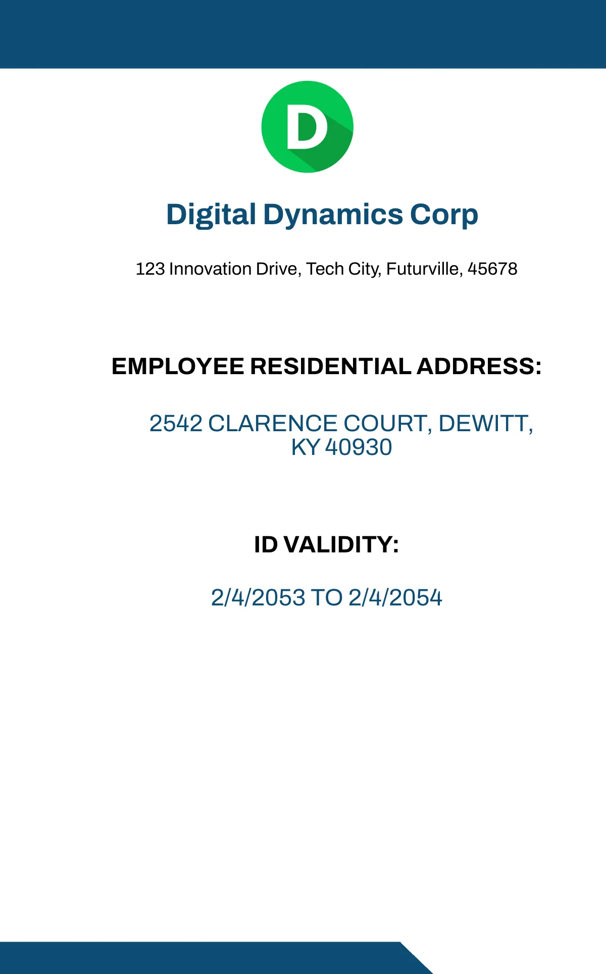 Free IT Employee ID Card Template to Edit Online