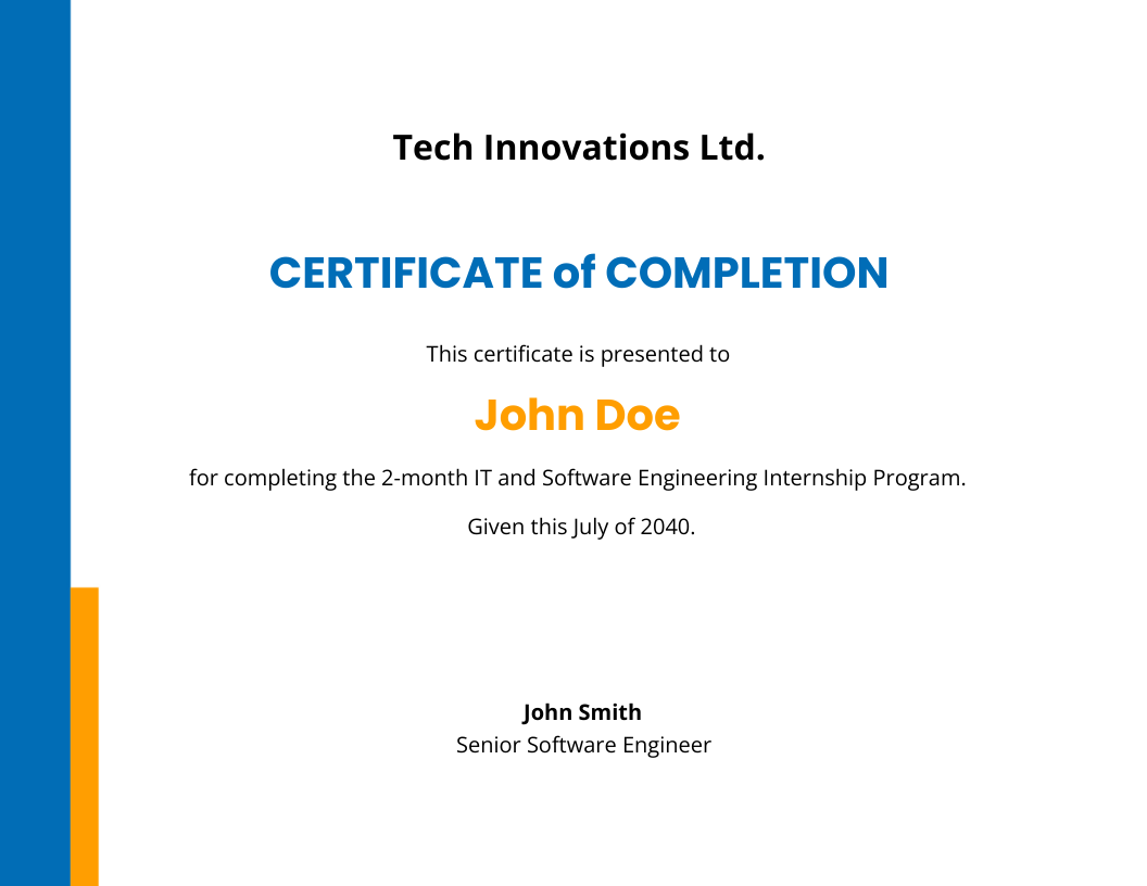 Software Internship Certificate